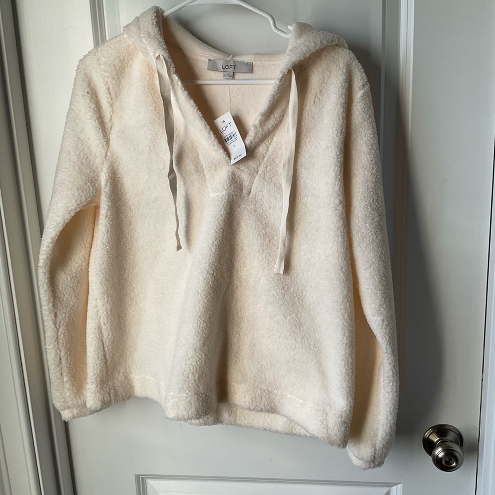 Loft Cream Sweatshirt with Hood- NWT